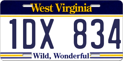 WV license plate 1DX834