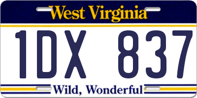 WV license plate 1DX837