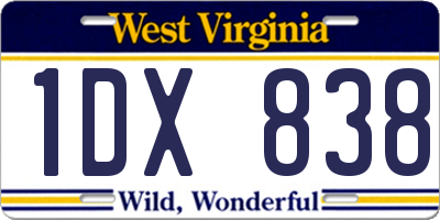 WV license plate 1DX838