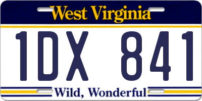 WV license plate 1DX841