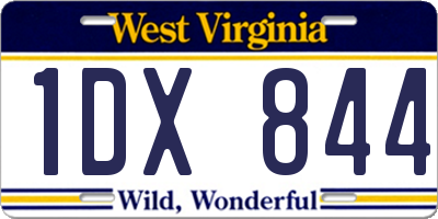 WV license plate 1DX844