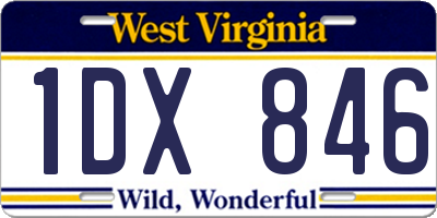 WV license plate 1DX846