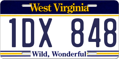 WV license plate 1DX848