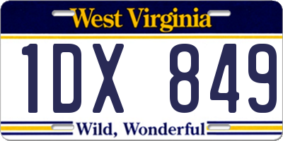 WV license plate 1DX849