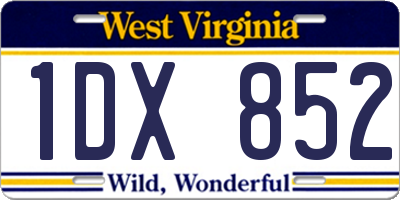 WV license plate 1DX852