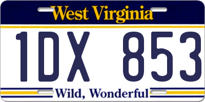 WV license plate 1DX853