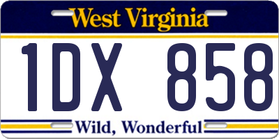 WV license plate 1DX858