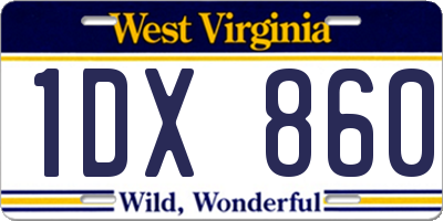 WV license plate 1DX860
