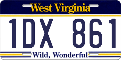 WV license plate 1DX861