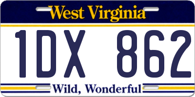 WV license plate 1DX862