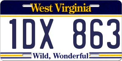 WV license plate 1DX863