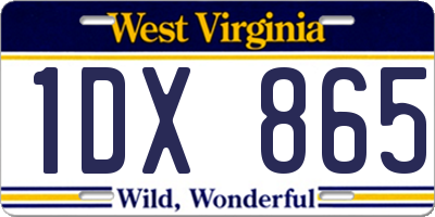 WV license plate 1DX865