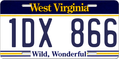 WV license plate 1DX866