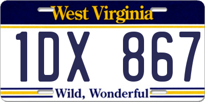 WV license plate 1DX867