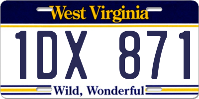 WV license plate 1DX871