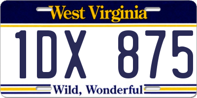 WV license plate 1DX875