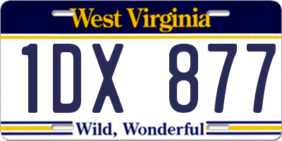 WV license plate 1DX877