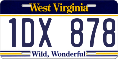 WV license plate 1DX878