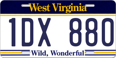 WV license plate 1DX880