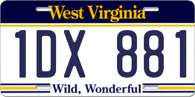 WV license plate 1DX881