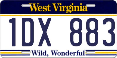 WV license plate 1DX883