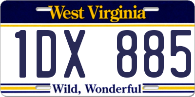 WV license plate 1DX885