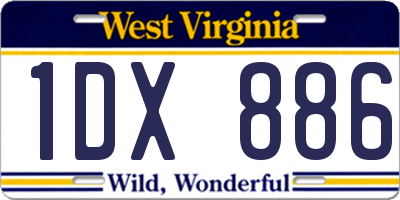 WV license plate 1DX886