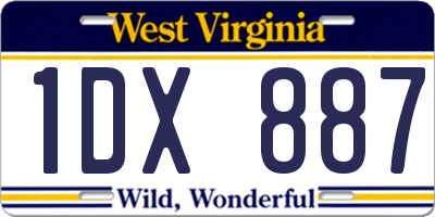 WV license plate 1DX887