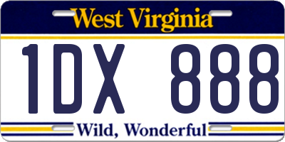 WV license plate 1DX888