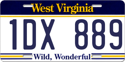 WV license plate 1DX889