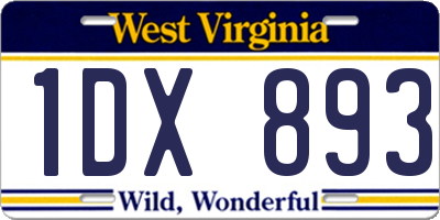WV license plate 1DX893