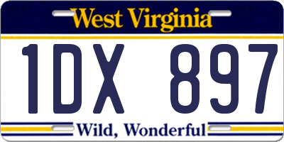 WV license plate 1DX897