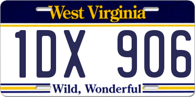 WV license plate 1DX906