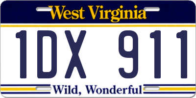 WV license plate 1DX911