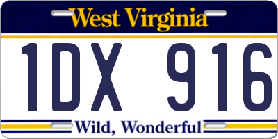 WV license plate 1DX916