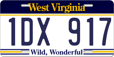 WV license plate 1DX917