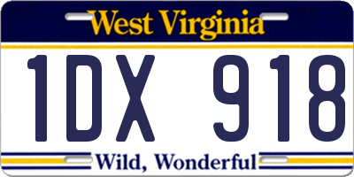 WV license plate 1DX918