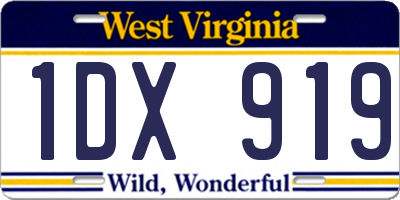 WV license plate 1DX919
