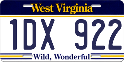 WV license plate 1DX922