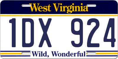 WV license plate 1DX924