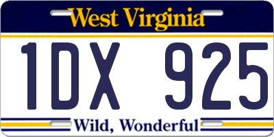 WV license plate 1DX925