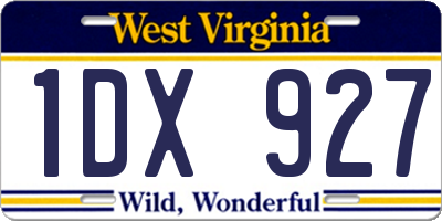 WV license plate 1DX927