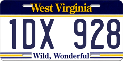 WV license plate 1DX928