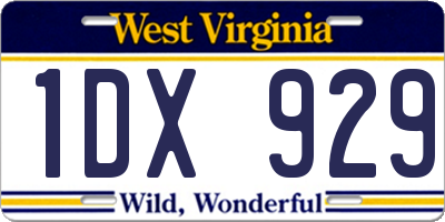 WV license plate 1DX929