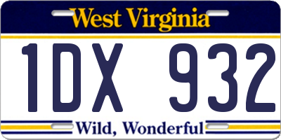 WV license plate 1DX932