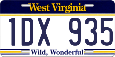 WV license plate 1DX935