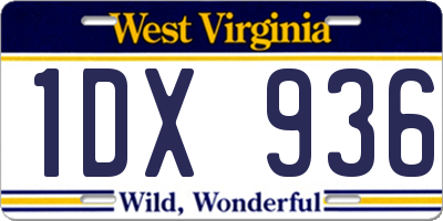 WV license plate 1DX936