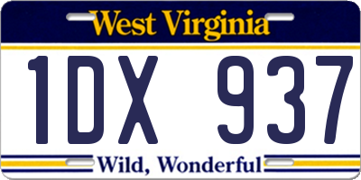 WV license plate 1DX937