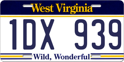 WV license plate 1DX939