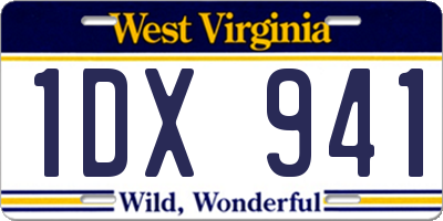 WV license plate 1DX941